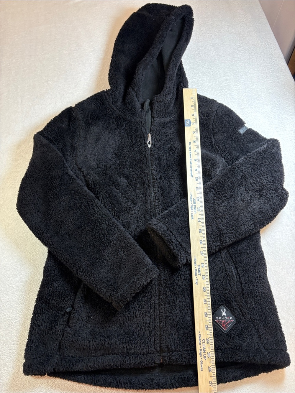 Spyder Black Plush Hooded Zip Fleece Jacket